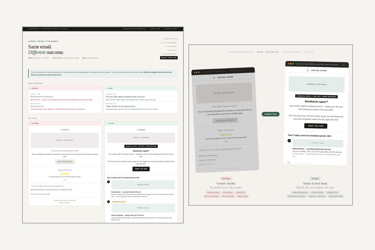 Document showing a rewrites for key emails